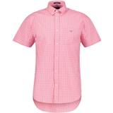 Firkantet - Pink - Ternede Tøj Gant Regular Fit Broadcloth Short Sleeve Gingham Check Shirt