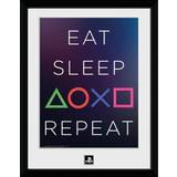 Kvadratisk Malerier & Plakater GB Eye Playstation Eat Sleep Repeat Framed Photographic Collector Print