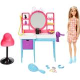 Barbie Dukker & Dukkehus Barbie Doll and Hair Salon Playset, Long Color-Change Hair, Houndstooth-Print Dress, 15 Styling Accessories​​​
