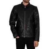 Skind - Slim Overtøj Superdry Slim Fit Coach Leather Jacket - Black