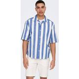 Only & Sons Herre Skjorter Only & Sons Relaxed Fit Short Sleeves Shirt - Blue/Turkish Sea