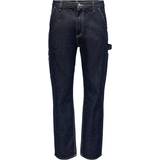 58 - Dame - Firkantet Jeans Only & Sons Onsedge Loose Car Jeans - Blue/Dark Blue Denim