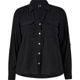 48 - Dame - Knapper Bluser Vero Moda Curve Skjorte vmBumpy L/S Shirt Sort