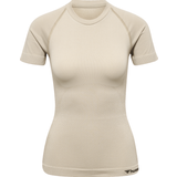 Beige - Dame T-shirts & Toppe Hummel Cleaa Seamless Clsoe Fitting T-shirt