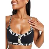 Dame - Zebra Bikinier River Island Front Button Bikini Top - Black