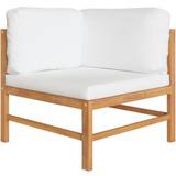 Teak Loungesæt Havemøbel vidaXL hjørnedel sofa cremefarvede hynder massivt teaktræ Loungesæt