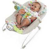 Skråstol baby Bright Starts Happy Safari Vibrating Baby Bouncer with 3-Point Harness and Bar, Age 0-6 Months
