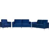 Fløjl - Sølv Møbler Beliani 6-seat blue Sofa