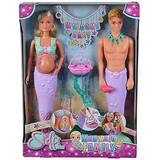 Modedukker Dukker & Dukkehus Simba 105733524 Steffi Love Mermaid Family, doll as pregnant mermaid with Kevin as a merman, with baby bed, 29 cm dress-up dolls, toy dolls