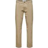 Beige - Elastan/Lycra/Spandex Bukser & Shorts Selected Homme 175 Slim Fit Flex Chinos - Greige