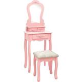 VidaXL Pink Bord vidaXL sminkebordssæt taburet kejsertræ lyserød Toiletbord