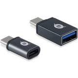 USB A - USB-kabel Kabler Conceptronic USB C - USB A and USB C - USB B Mirco M-F Adapter