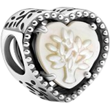 Hvid Charms & Vedhæng Pandora Openwork Heart & Family Tree Charm - Silver/Mother of Pearl