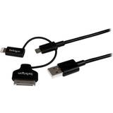 30-pin - Rund Kabler StarTech USB A 2.0 - USB B Micro/Lighting/30-Pin 1m