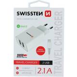 Hvid - Oplader - USB Batterier & Opladere Swissten Smart IC 2.1A Travel Charger 2xUSB