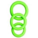 Ouch! Cock Ring Set 3pc Glow in the Dark Neon Green
