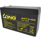 Batterier 12v 7.2 ah Long WP7.2-12A/F1 WP7.2-12A/F1 VRLA 12 V 7.2 Ah AGM W x H x D 151 x 102 x 65 mm 4.8 mm blade terminal VDS certificate, Low self-discharge levels