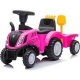 Pedalbiler Megaleg New Holland T7 Gå-Traktor med Trailer og værktøj, Pink