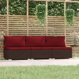 Rød Loungesæt vidaXL 3-Seater Sofa with Cushions Outdoor Lounge Set