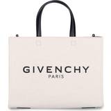 Givenchy Hvid Håndtasker Givenchy Womens Beige/black Logo-print Small Cotton-blend Tote bag