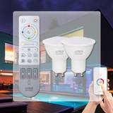 Lutec White and Colour Ambiance LED Lamps 4.7W GU10 2-pack Remote Control