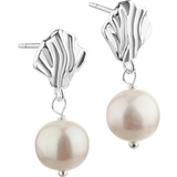 Aqua Dulce Hulda Stud Earrings - Silver/Pearl