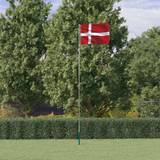 Flagstænger vidaXL Danmark flag og flagstang 5,55 aluminium