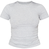 32 - Elastan/Lycra/Spandex - Grå Overdele PrettyLittleThing Cotton Blend Fitted Crew Neck T-shirt - Besic Grey Marl
