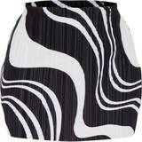 Elastan/Lycra/Spandex - Zebra Nederdele PrettyLittleThing Printed Plisse Micro Mini Skirt - Black
