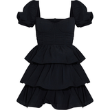 4 - Ballonærmer Kjoler PrettyLittleThing Crinkle Cup Detail Tiered Skirt Skater Dress - Black