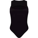 Cut-Out - Dame Shapewear & Undertøj PrettyLittleThing Slinky Cut Out Front Bodysuit - Black