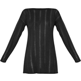 Korte kjoler - Oversized PrettyLittleThing Distressed Textured Oversized Long Sleeve Shift Dress - Black