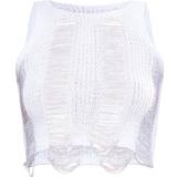 14 - 32 - Nylon Overdele PrettyLittleThing Distressed Ladder Knit Top - White