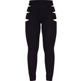38 - Cut-Out Tights PrettyLittleThing Crinkle Rib Cut Out Side Leggings - Black