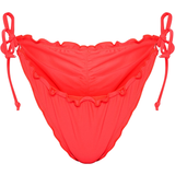 8 - Orange Badetøj PrettyLittleThing Frill Edge Ruched Back Bikini Bottoms - Neon Coral