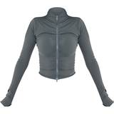 4 - Polyamid Overtøj PrettyLittleThing Brushed Sculpt Ruched Front Zip Up Sport Jacket - Khaki