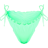 18 - Dame - Grøn Bikinier PrettyLittleThing Frill Edge Ruched Back Bikini Bottoms - Green