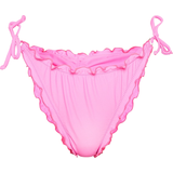 PrettyLittleThing Firkantet - Pink Tøj PrettyLittleThing Frill Edge Ruched Back Bikini Bottoms - Hot Pink