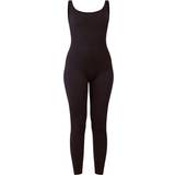 M - U-udskæring Jumpsuits & Overalls PrettyLittleThing Tall Structured Contour Ribbed Scoop Neck Jumpsuit - Black