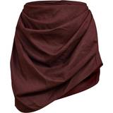 PrettyLittleThing Bomuld Nederdele PrettyLittleThing Gathered Mini Skirt - Chocolate Brown