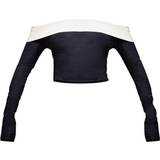 4 - Off-Shoulder Overdele PrettyLittleThing Stretch Woven Fold Over Detail Bardot Long Sleeved Top - Black