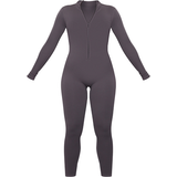 32 - Elastan/Lycra/Spandex - Grå Jumpsuits & Overalls PrettyLittleThing Structured Contour Rib Zip Jumpsuit - Slate