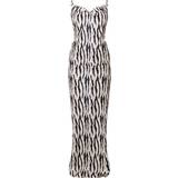 12 - Åben ryg Kjoler PrettyLittleThing Zebra Print Satin Cowl Neck Maxi Dress - White