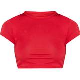 PrettyLittleThing 32 - Dame T-shirts PrettyLittleThing Basic Short Sleeve Crop T-shirt - Red