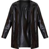 PrettyLittleThing 32 - Skind Tøj PrettyLittleThing Longline Lapel Detail Faux Leather Blazer - Black