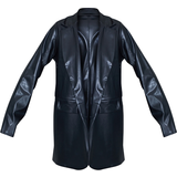 Dame - Polyuretan Blazere PrettyLittleThing PU Pocket Look Double Button Blazer - Black