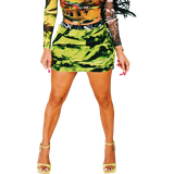 16 - Dame - Grøn Nederdele PrettyLittleThing Ruched Mesh Mini Skirt - Multi