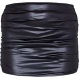 14 - 32 - Elastan/Lycra/Spandex Nederdele PrettyLittleThing Wet Look Ruched Micro Mini Skirt - Black