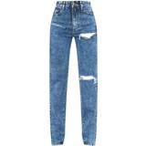 36 - Slids Jeans PrettyLittleThing Ripped Split Hem Jeans - Light Blue Wash