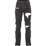 32 - Grå - Slids Bukser & Shorts PrettyLittleThing Ripped Split Hem Jeans - Washed Grey